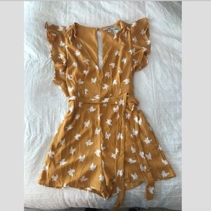 Flirty Gold/Yellow and white Romper